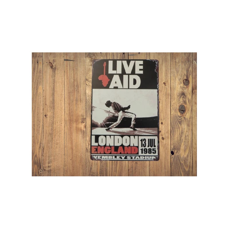 Wandschild LIVE AID '13. Juli 1985' Vintage Retro - Mancave - Wanddekoration - Werbeschild - Metallschild