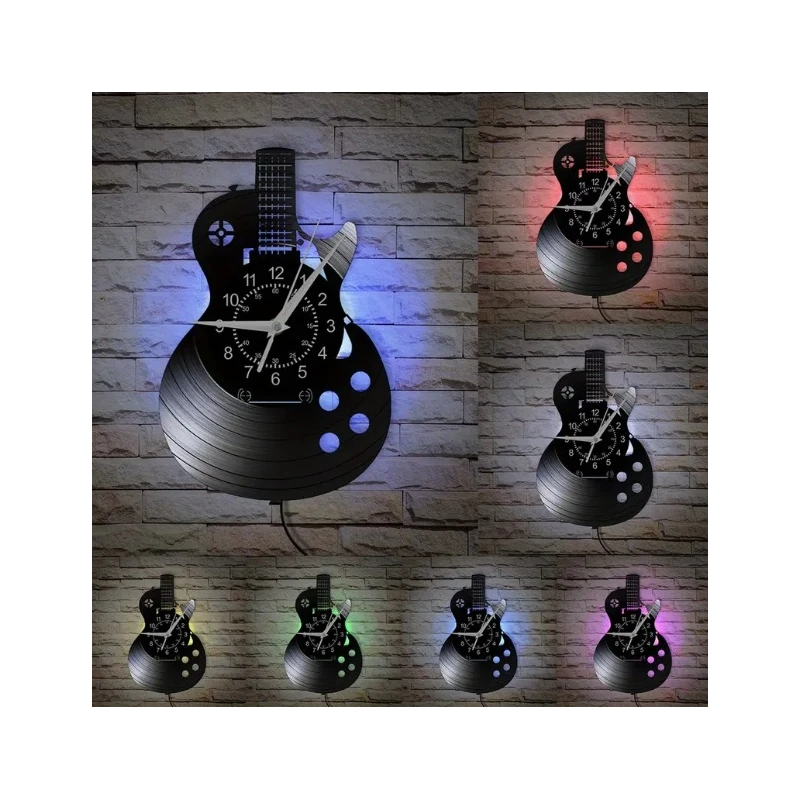 LP-Uhr Gitarre Gibson Les Paul / Vinyl-Wanduhr mit LED-Beleuchtung