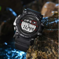 New World LCD Display Digital Military Watch SYNOKE WORLD LED horloge