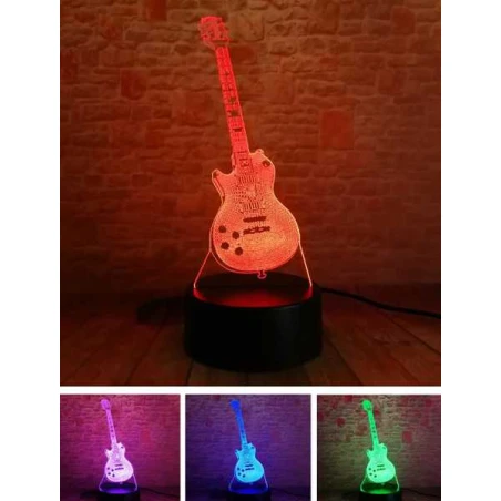 Miniatuur ROCK LED gitaar Gibson Les Paul 3D lamp (7 kleuren) met afstandsbediening/remote control