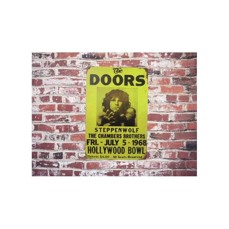 Wandbord  THE DOORS  'Hollywood Bowl 5-7-1968' - Vintage Retro - Mancave - Wand Decoratie - Reclame Bord - Metalen bord