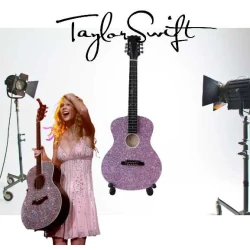 Miniatuur gitaar Taylor Swift  "Rainbow Pink" semi-akoestisch