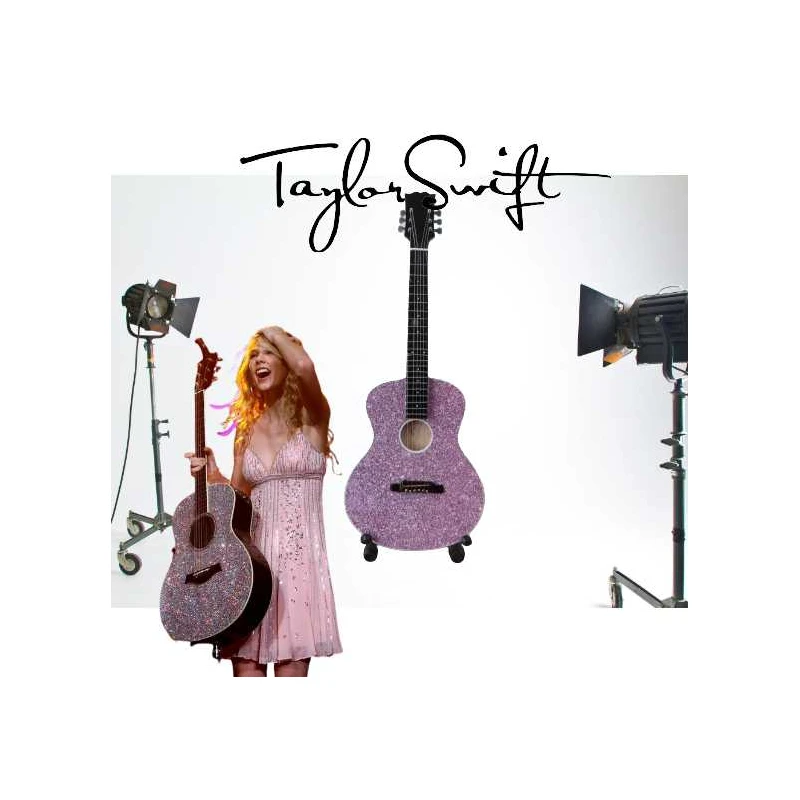 Miniatuur gitaar Taylor Swift  "Rainbow Pink" semi-akoestisch