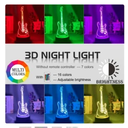 Miniatur-ROCK-LED-Gitarre Fender Stratocaster 3D-Lampe (16 Farben) mit Fernbedienung