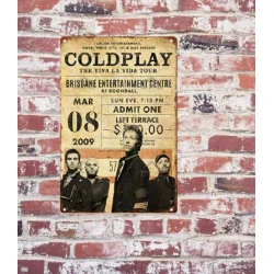 Wandbord  COLDPLAY 'The viva la vida tour' Vintage Retro - Mancave - Wand Decoratie - Reclame Bord - Metalen bord