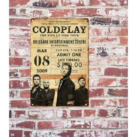 Wandbord  COLDPLAY 'The viva la vida tour' Vintage Retro - Mancave - Wand Decoratie - Reclame Bord - Metalen bord