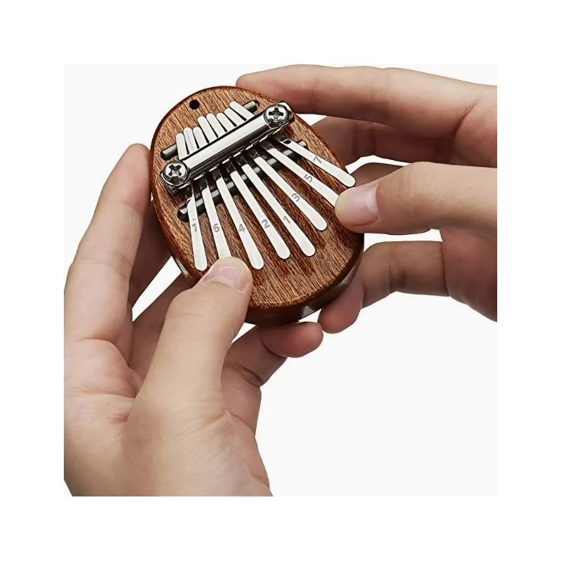 Mini-Kalimba mit 8 Tasten (hohe Qualität) auf massiver Holzplatte