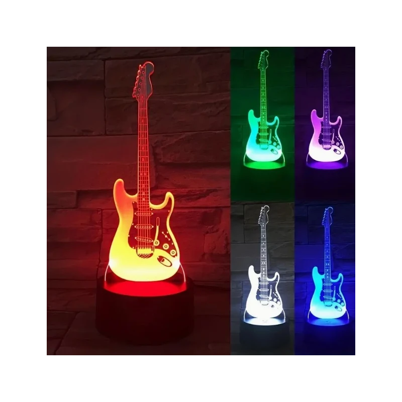 ROCK LED-Gitarre Fender Stratocaster 3D-Lampe (7 Farben einstellbar) One-Touch.