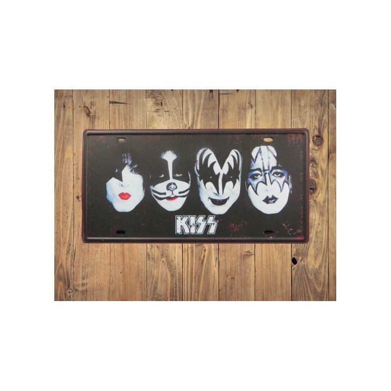 Wandschild KISS (Nummernschild) – Vintage Retro – Mancave – Wanddekoration – Werbeschild – Metallschild