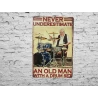 Wandschild Metallwandschild "Never underestimate an old man with a drum set" - Mancave - Wanddekoration -