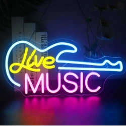 LED-Leuchtreklame „LIVE MUSIK“ Nachtbeleuchtung / Stimmungsbeleuchtung